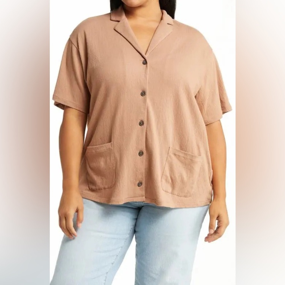 Madewell Lightspun Knit Camp Button Up Short Sleeve Shirt